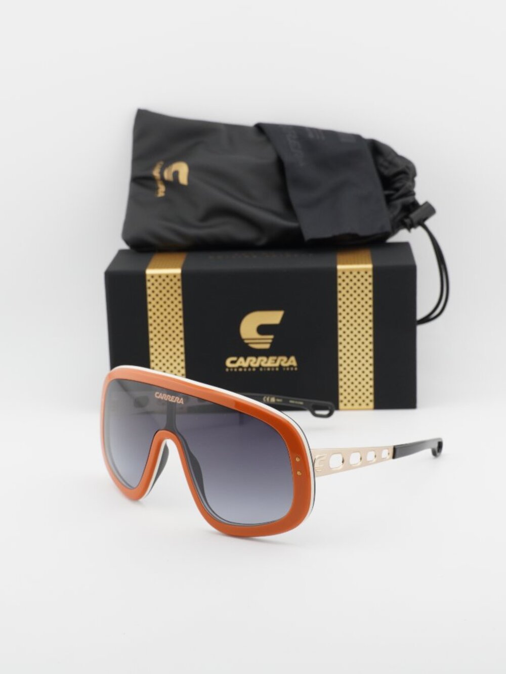 Carrera FLAGLAB 17 0C3E 9O Shield Sunglasses - Orange / Grey